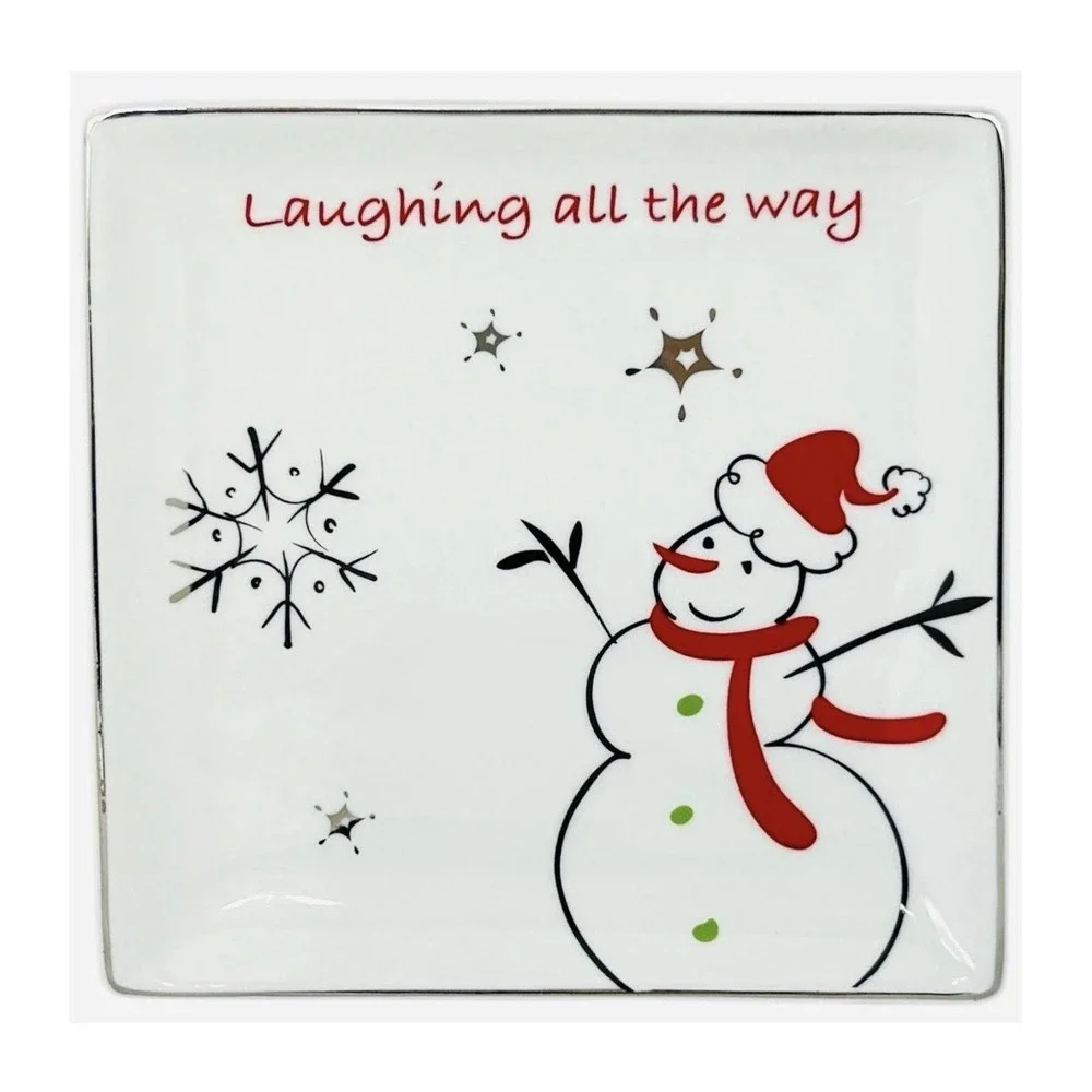 North Pole Trading Co Set of 4 Modern Jingle Appetizer Plates Christmas 6